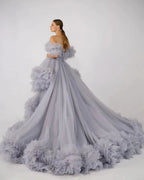 رداء تول من رافلز لجلسة تصوير الحمل رداء حمل شفاف بدون أكتاف فستان سهرة لحفل استقبال المولود