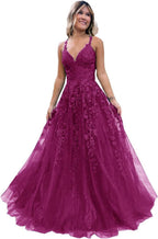Vestido largo de gala con tul brillante y encaje floral, escote en V, vestido formal de noche, vestido largo de fiesta