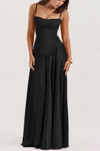 Spaghetti Strap Sleeveless Long Pleated Ruffle Prom Dress