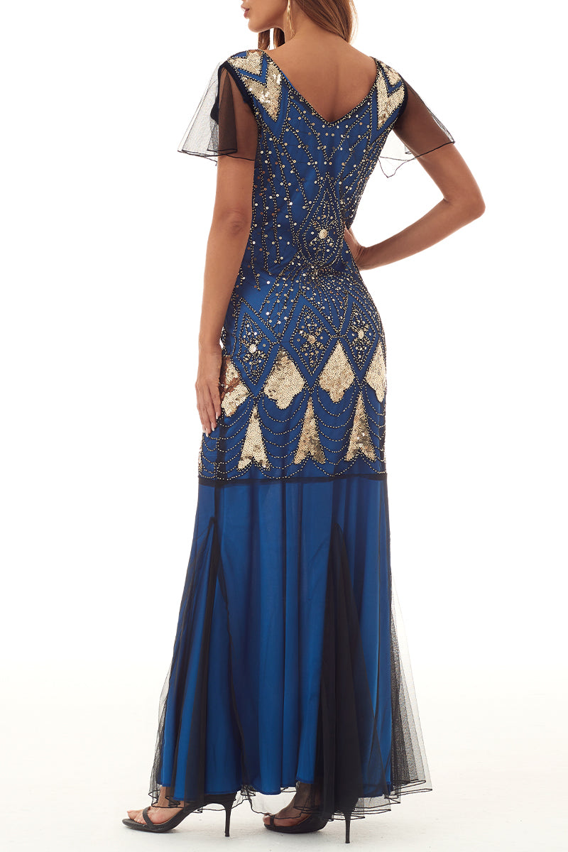 Vestidos de noite formais elegantes com fecho e decote em V