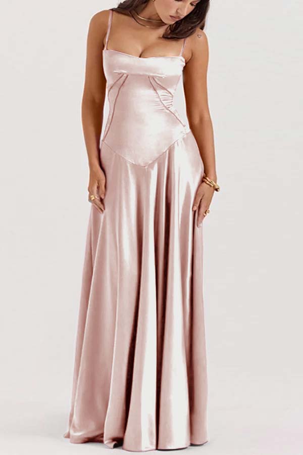 Spaghetti Strap Sleeveless Long Pleated Ruffle Prom Dress