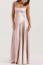 Spaghetti Strap Sleeveless Long Pleated Ruffle Prom Dress