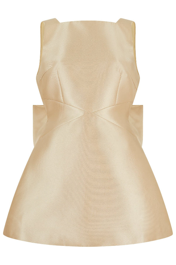 Robe courte ultime Muse en satin avec détail de nœud papillon surdimensionné et encolure carrée