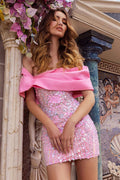 Vestido de baile rosa slim fit sem ombros