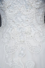 Chic Ruffled Ball Gown Long Sleeve Wedding Dress With Lace Appliques