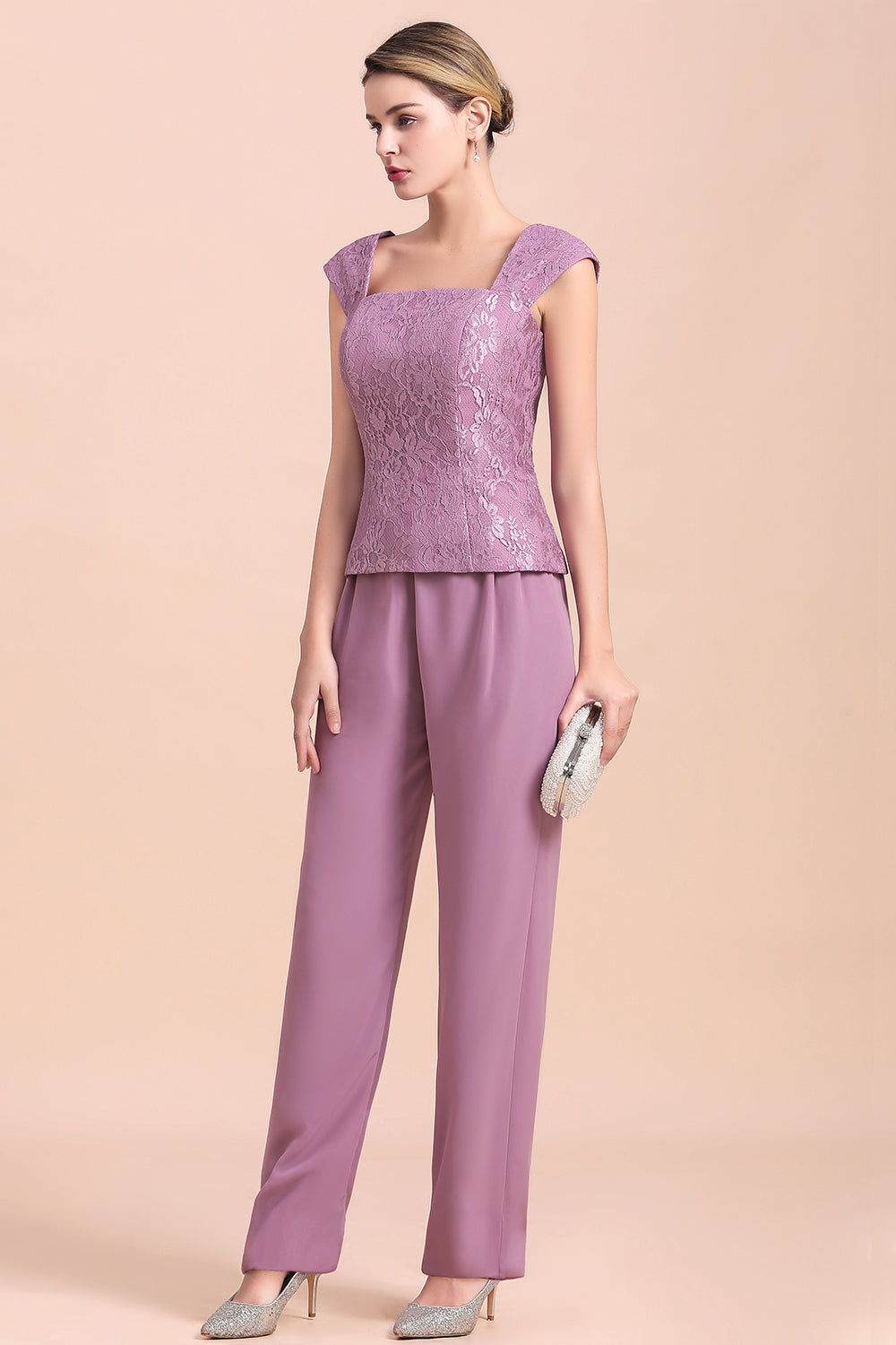 BMbridal Elegant Cap-Sleeves Lace Chiffon Affordable Mother of Bride Online with Wrap