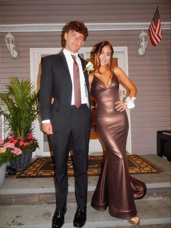 Vestido de Noite Elegante com Decote em V Estilo Sereia Vestido de Gala Sofisticado Y7408