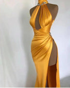 Vestido Único e Sedutor para Baile Amarelo Vestido de Noite Y6609