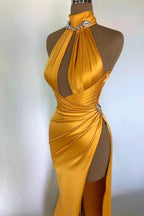 Vestido Único e Sedutor para Baile Amarelo Vestido de Noite Y6609