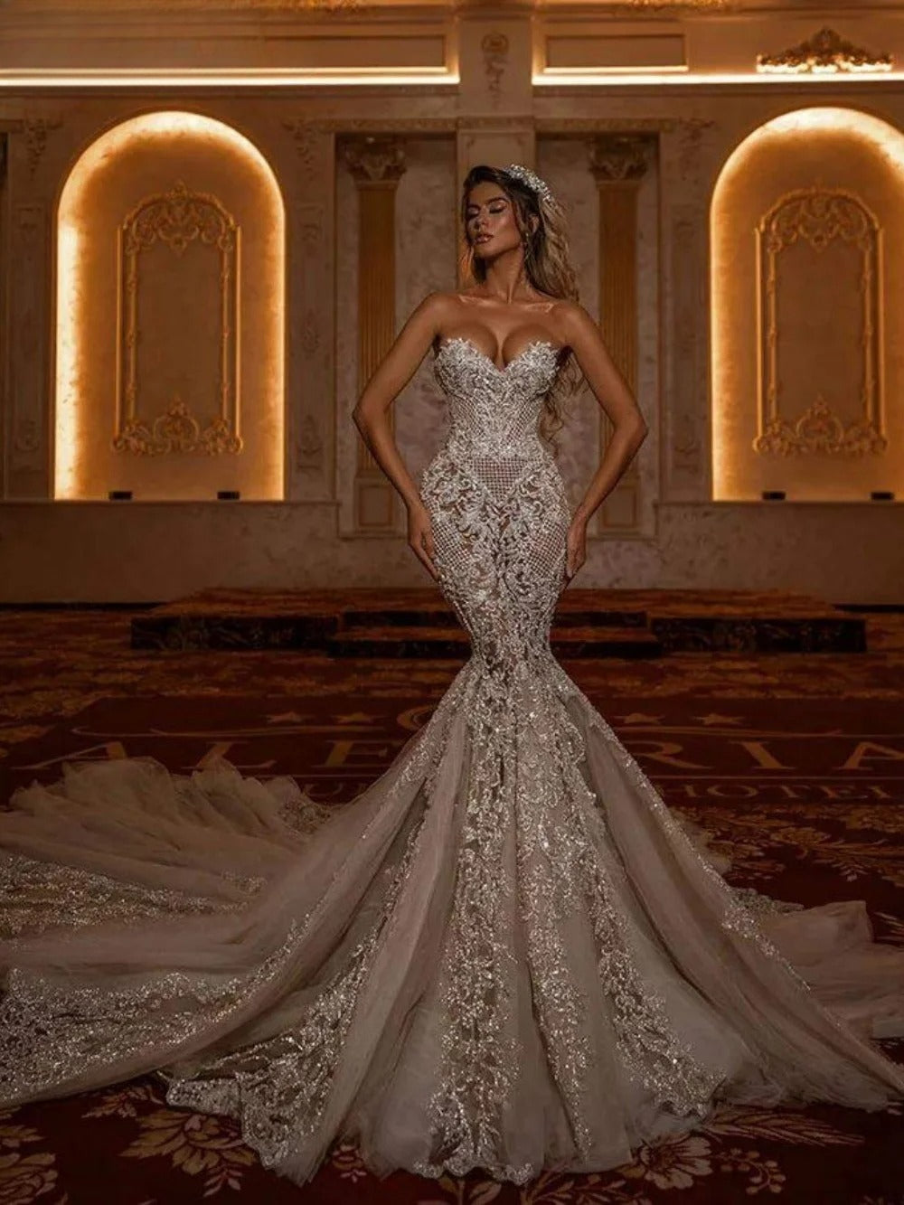 Sexy querida vestido de casamento 2025 elegante sereia vestido de noiva encantador rendas sem mangas até o chão vestido personalizado