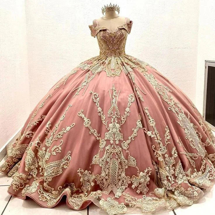 Novo Vestido de Quinze Anos para Menina Doce com Apliques de Contas, Comprimento ao Chão, Vestido de Baile de Princesa Y6521