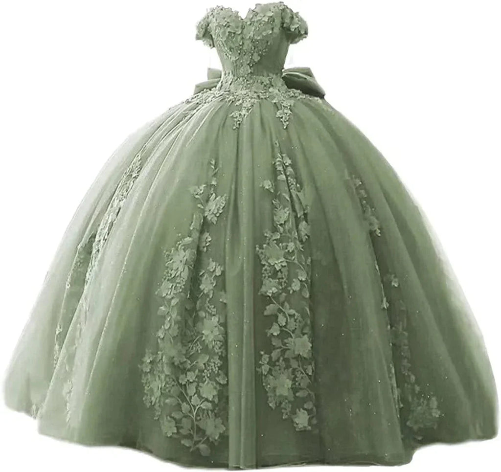 Vestidos Novos de Renda para Quinceanera com Aplicações, Ombros Descobertos, Vestido Doce 16, Vestido de Baile Y4340