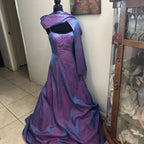 Deslumbrante Vestido de Noite Roxo com Contas, Corte em A, Alças Finas, Vestido de Festa e Baile Y7955