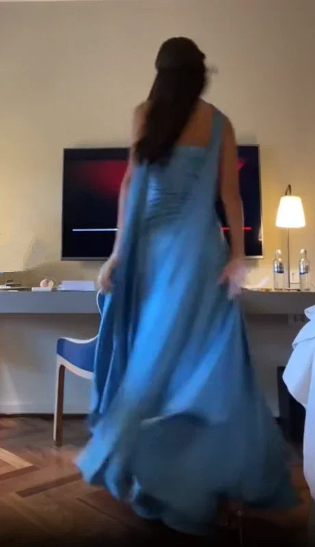 فستان سهرة أزرق أنيق فستان سهرة أزرق راقٍ Y7442