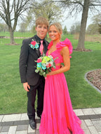 Chiffon A Line Ruffle Prom Dresses for Women V Neck Long Bridesmaid Dresses Backless Formal Evening Gowns Y3043