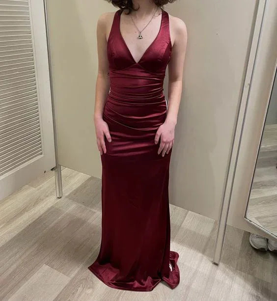 Robe de soirée en satin à dos nu avec bretelles Élégante robe de cérémonie Y2927