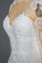 Chic Ruffled Ball Gown Long Sleeve Wedding Dress With Lace Appliques