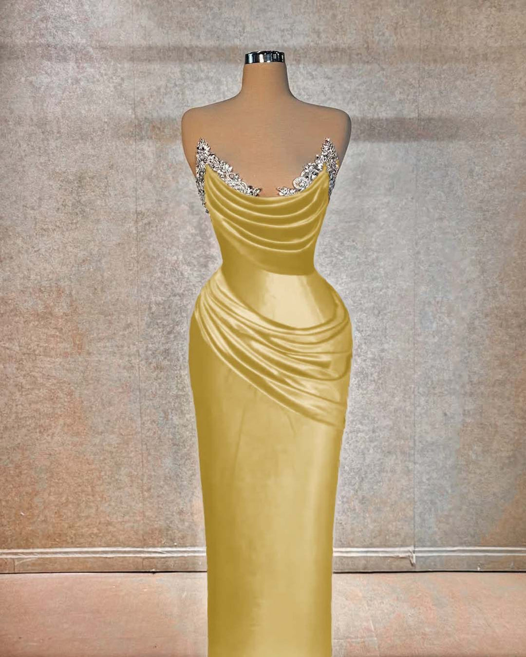 Chic Strapless Long Prom Dress With Beading And Pleated Details