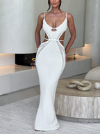 Robe mi-longue sexy à enroulement avec dos nu
