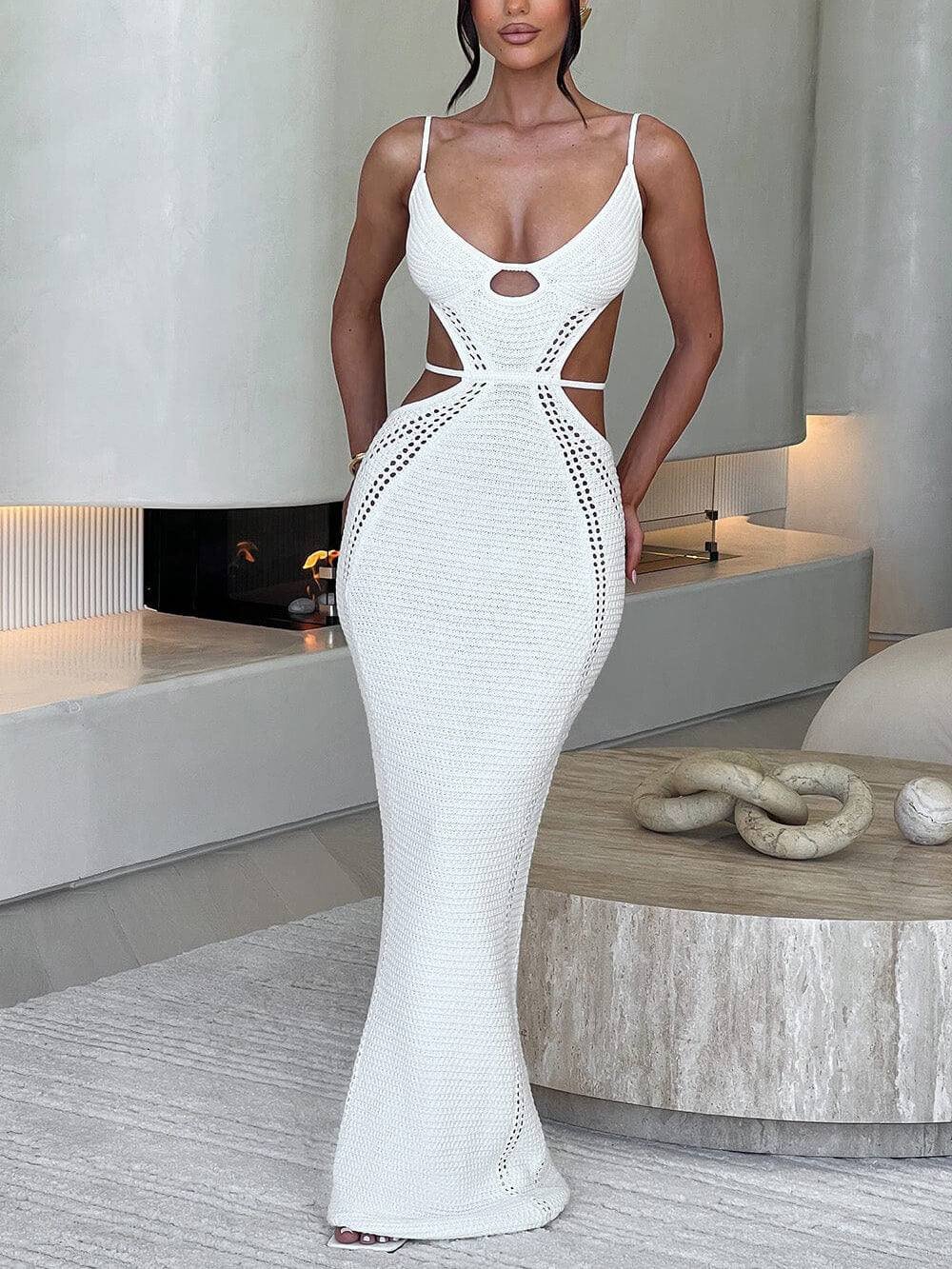 Robe mi-longue sexy à enroulement avec dos nu