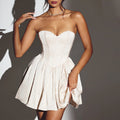 TARUXY Donna Abito Mini Spalla Scoperta Senza Maniche Sexy Elegante Lacci Sul Retro Vita Alta Unicolore Femminile Corto Sera Estate
