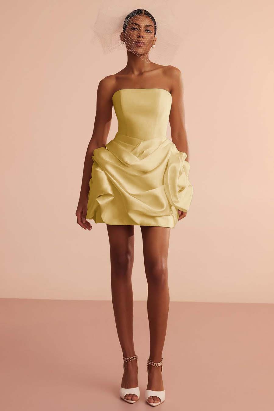 Glamorous Strapless Sleeveless Short Prom Dress With Pleated Skirt In 70 Colors