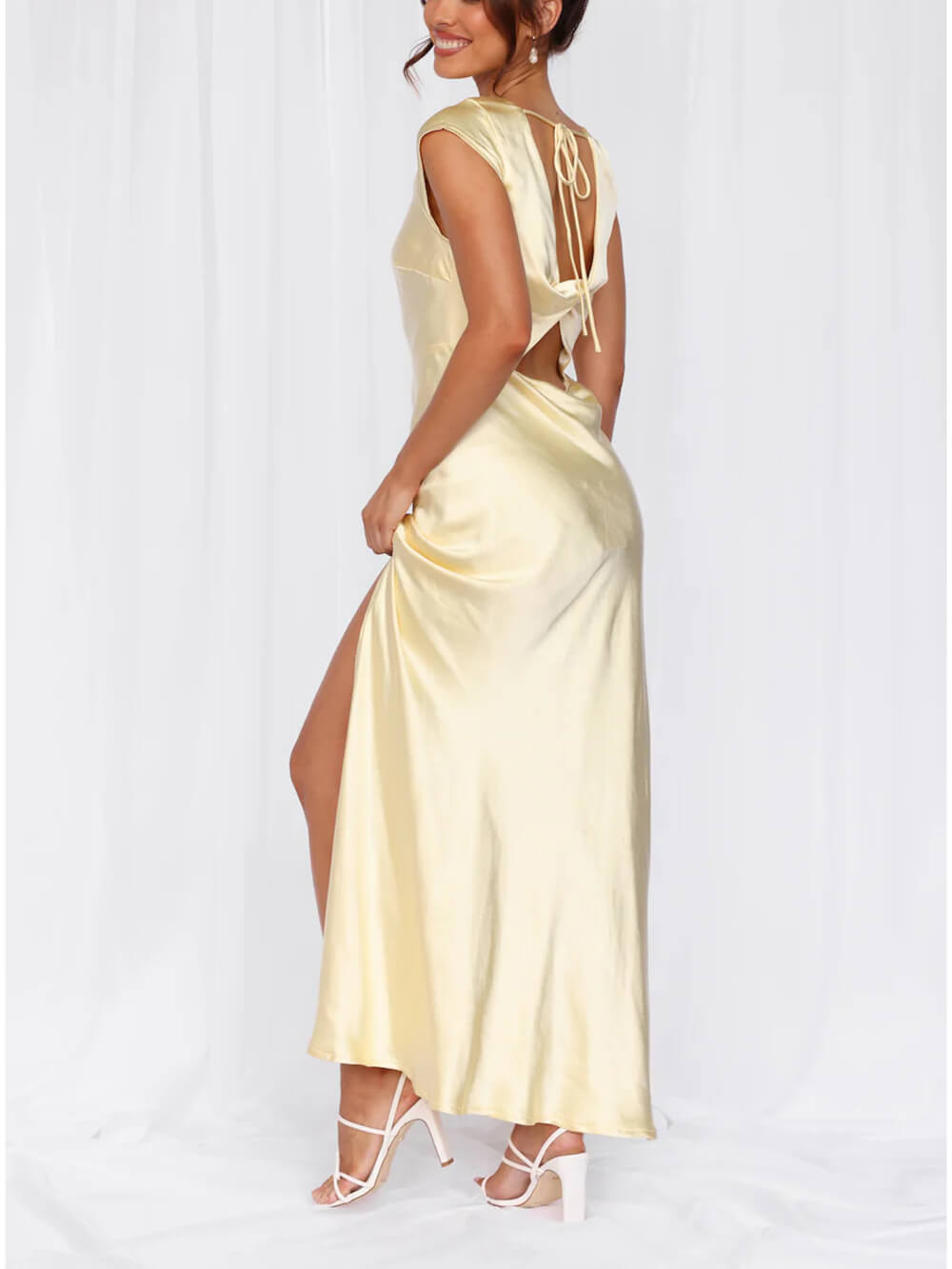 Robe longue mi-longue à traîne en éventail pour le printemps et l'été