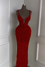 Custom Designed Spaghetti Strap Mermaid Prom Dress With Beading