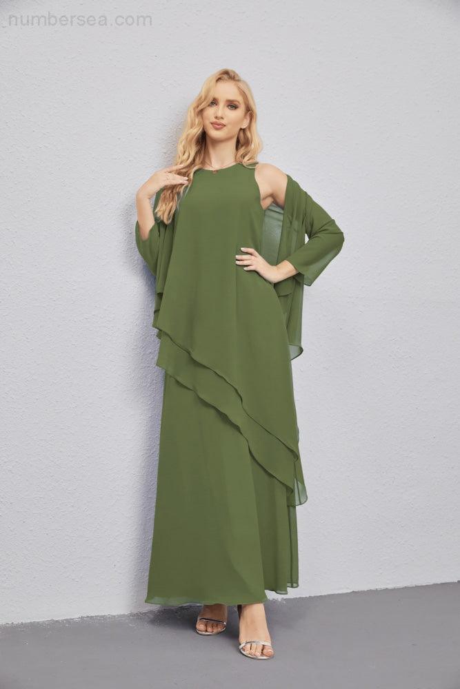 Abito da Sposa Madre con Cardigan Leggero Aperto Davanti Abito da Cerimonia Elegante 28081