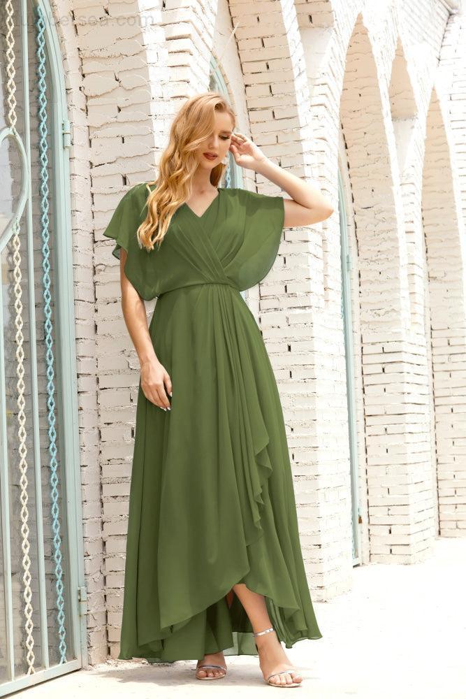Mother of The Bride Dresses Plus Size V-Neck Floor Length Formal Prom Dress for Wedding Guest 28020