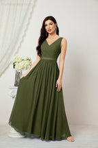 Abiti lunghi da damigella in chiffon da donna, linea a, senza maniche, abito formale da ballo per serata, abiti per festa di ritorno a casa 2808