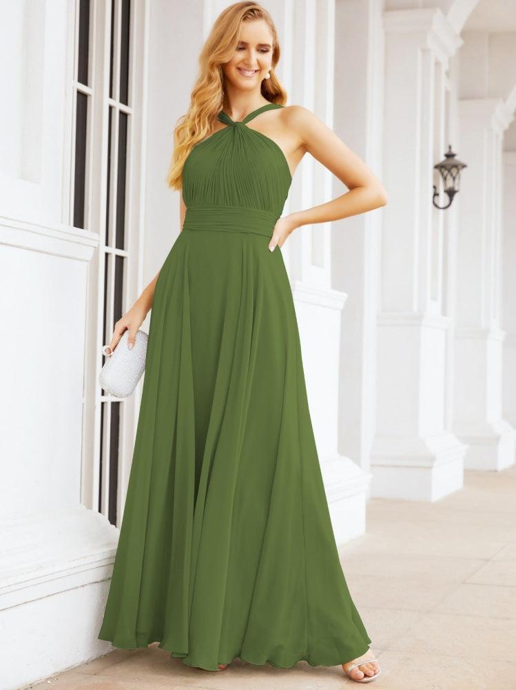 Crisscross Halter Bridesmaid Dresses for Party Wedding Evening Prom Maxi Ball Gowns 28053