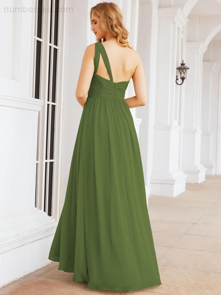 One Shoulder Bridesmaid Dresses Long Maxi Formal Evening Party Prom Gowns 28061