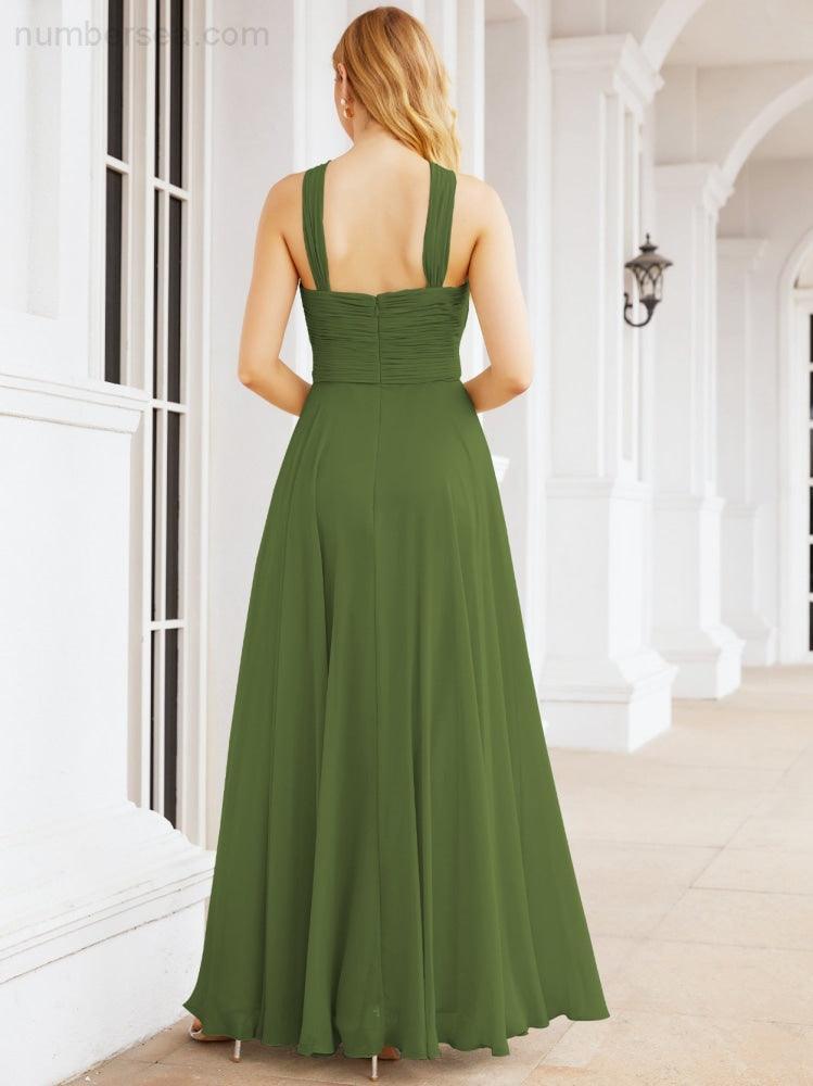 Crisscross Halter Bridesmaid Dresses for Party Wedding Evening Prom Maxi Ball Gowns 28053