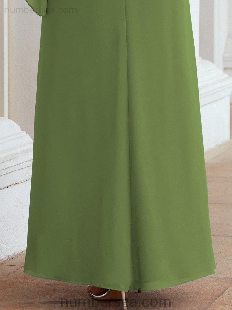 Numbersea Festliches Abendkleid Lang Mutter der Braut Kleid mit Rüschencape 28026