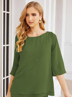 Numbersea Elegantes 2-teiliges Kleid für die Brautmutter Große Größen Hosenanzug mit Rüschenschichten Silberner Hausmantel 28064