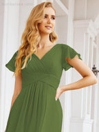 Vestidos de Baile Formais Numbersea para Mãe da Noiva com Mangas de Renda Vestido de Dama de Honra 28047