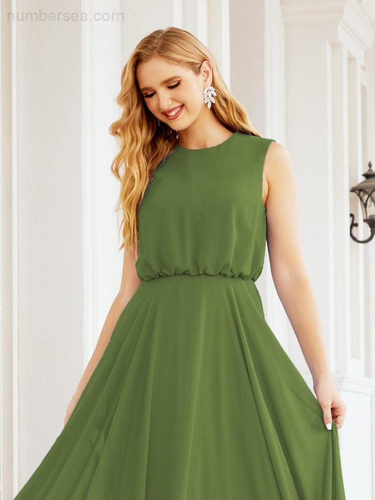 Sleeveless Long Bridesmaid Dress A line Formal Evening Prom Gown 28025