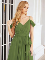 Numbersea Abito da Damigella in Chiffon con Spalle Scoperte, Abito Lungo Formale per Laurea con Schiena a Mantella 28069