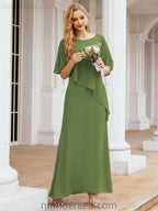 Numbersea Festliches Abendkleid Lang Mutter der Braut Kleid mit Rüschencape 28026
