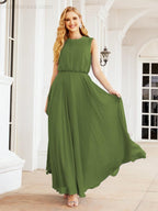 Sleeveless Long Bridesmaid Dress A line Formal Evening Prom Gown 28025