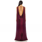 Burgundy Mermaid Women's Evening Gown Boat Neck Evening Dress For Wedding Sleeveless Long Backless Formal Dress