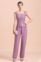 BMbridal Elegant Cap-Sleeves Lace Chiffon Affordable Mother of Bride Online with Wrap