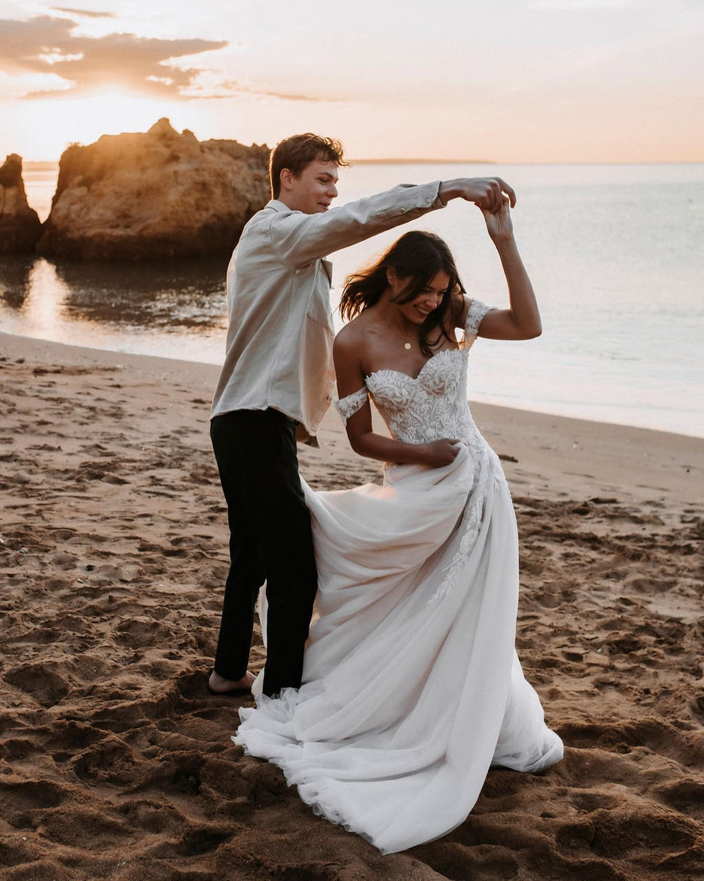 Glamorous Tulle Off The Shoulder Train Aline Wedding Dress With Lace Appliques