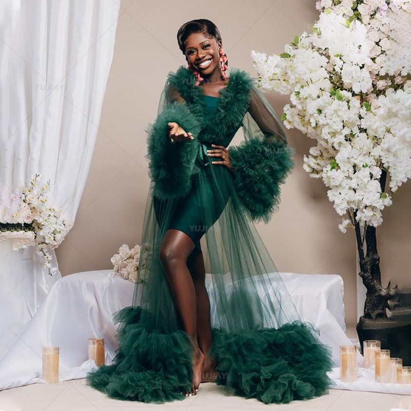 Bridal ball dress shooting fluffy tulle robe pregnant woman wedding party dress