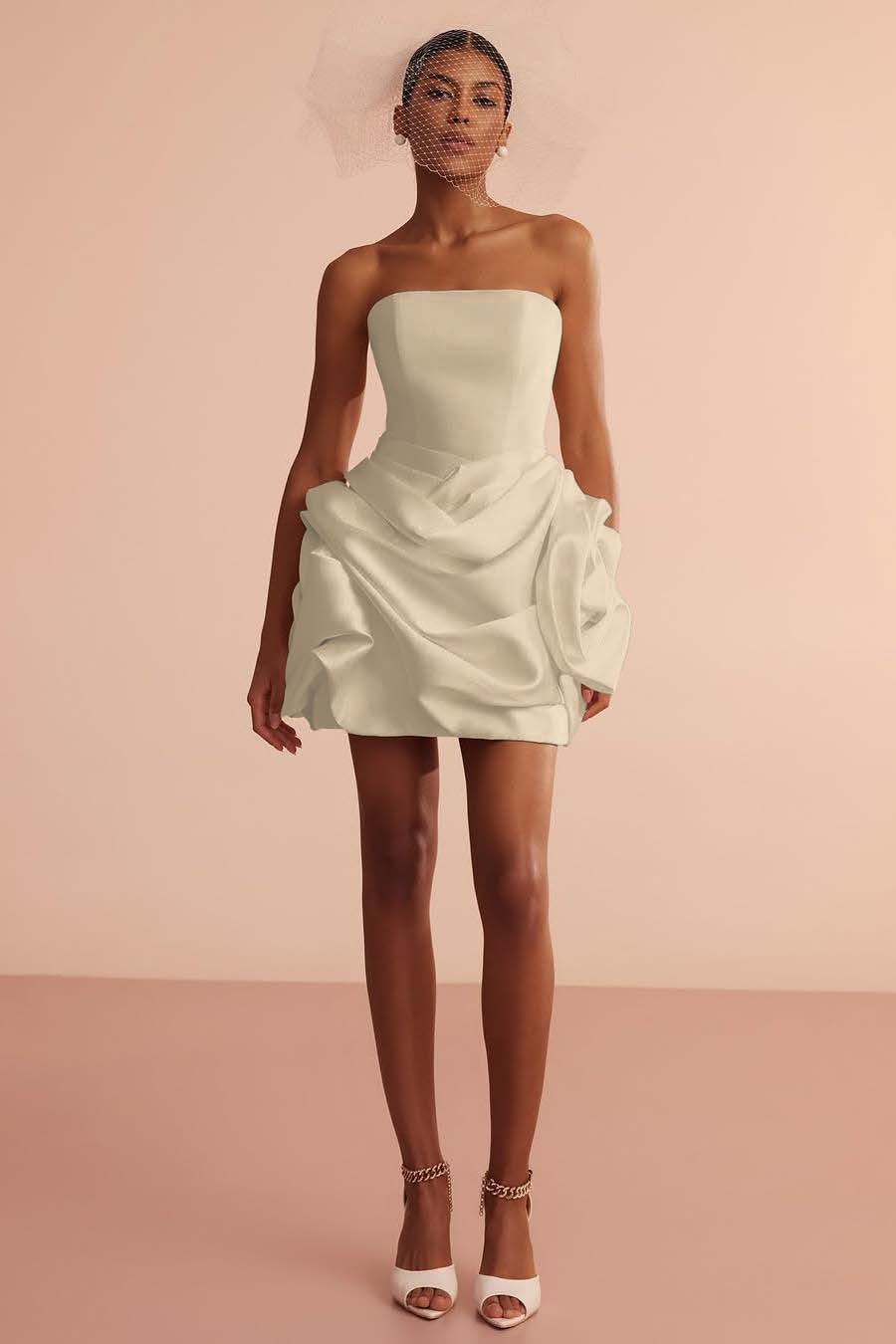 Glamorous Strapless Sleeveless Short Prom Dress With Pleated Skirt In 70 Colors