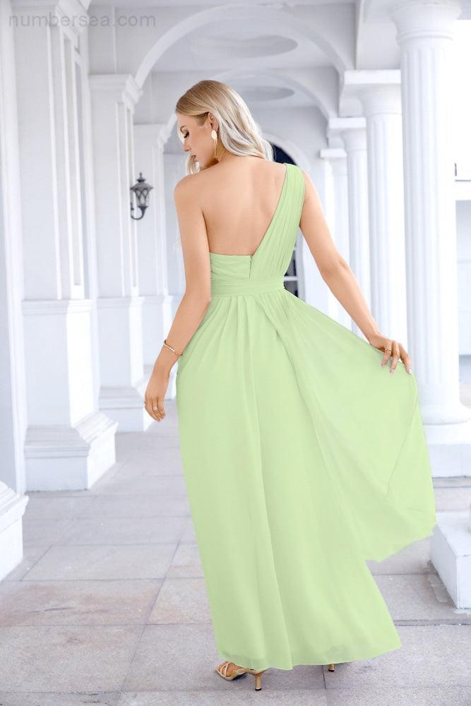 Ladies Chiffon One Shoulder Bridesmaid Evening Dress Wedding Party Evening Dress 28133