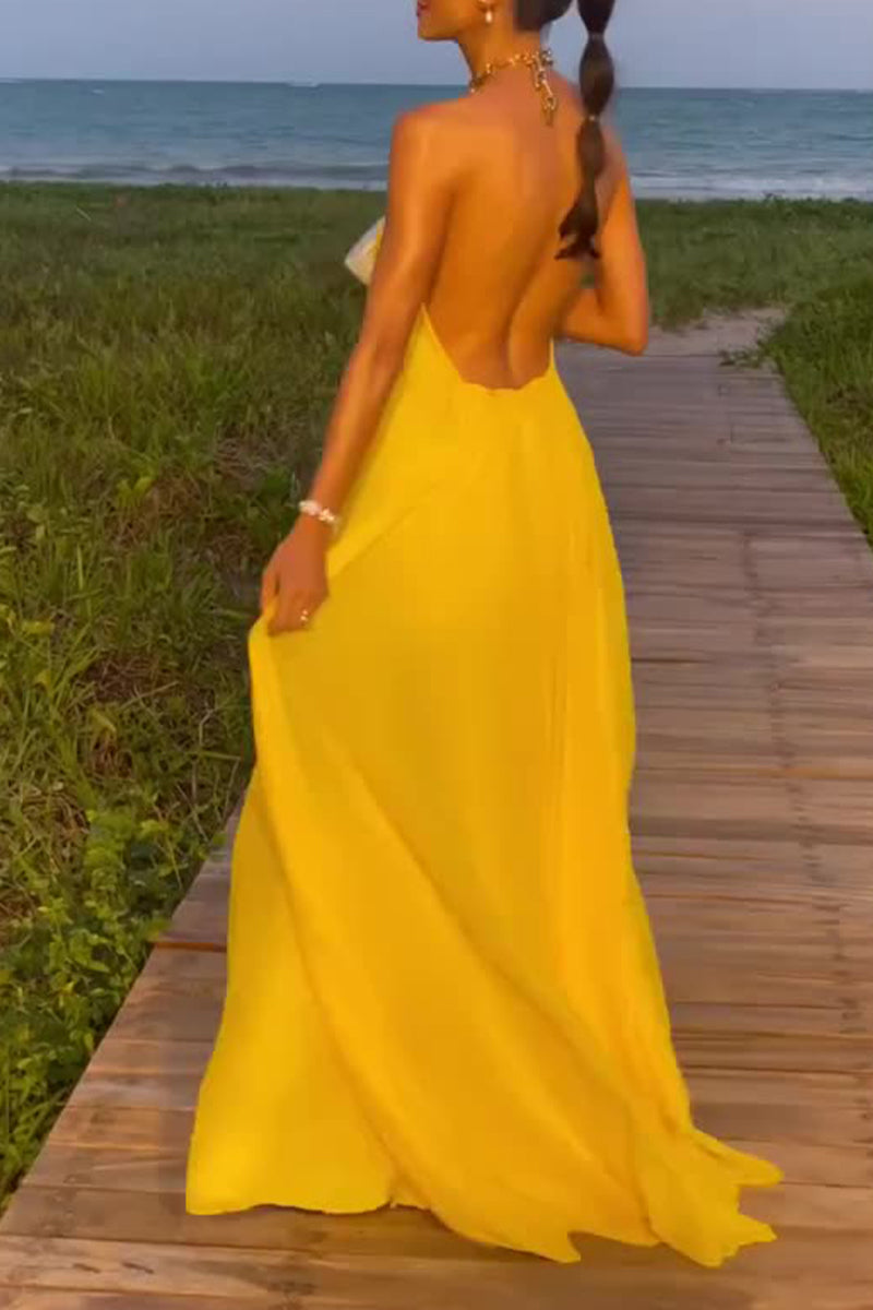Vestidos de noite elegantes e sólidos com frente única e frente única