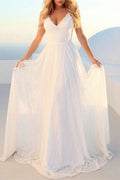 Beach Lace Bohemian Wedding Dress With V Neckline Details