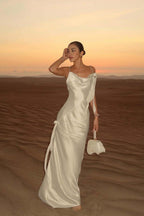 Spaghetti Strap Backless Mermaid Prom Dress With Pleated Hem